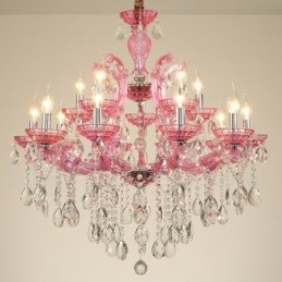 Designer Touch Decorative Multi Colours 18 (12+6) Light Luxurious Crystal Candle Chandelier with Clear Crystal