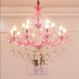 Designer Touch Decorative Multi Colours 18 (12+6) Light Luxurious Crystal Candle Chandelier with Clear Crystal