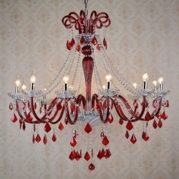 Designer Touch Decorative Red Crystal Candle Chandelier