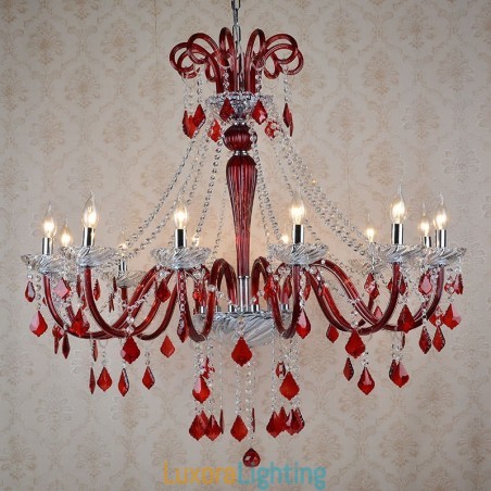 Designer Touch Decorative Red Crystal Candle Chandelier