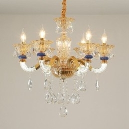 Designer Touch Decorative 6 Light Modern Contemporary Champagne Candle Chandelier with Crystal