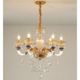 Designer Touch Decorative 6 Light Modern Contemporary Champagne Candle Chandelier with Crystal