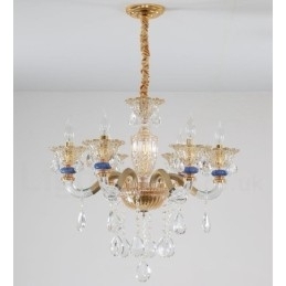 Designer Touch Decorative 6 Light Modern Contemporary Champagne Candle Chandelier with Crystal