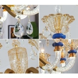 Designer Touch Decorative 6 Light Modern Contemporary Champagne Candle Chandelier with Crystal