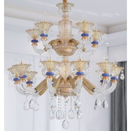 Designer Touch Decorative 15 (10+5) Light Modern Contemporary Champagne Candle Chandelier with Crystal