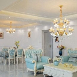 Designer Touch Decorative 15 (10+5) Light Modern Contemporary Champagne Candle Chandelier with Crystal