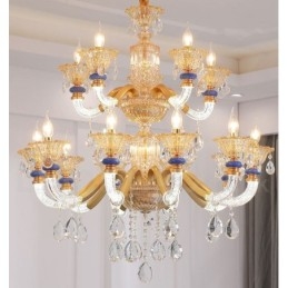 Designer Touch Decorative 15 (10+5) Light Modern Contemporary Champagne Candle Chandelier with Crystal