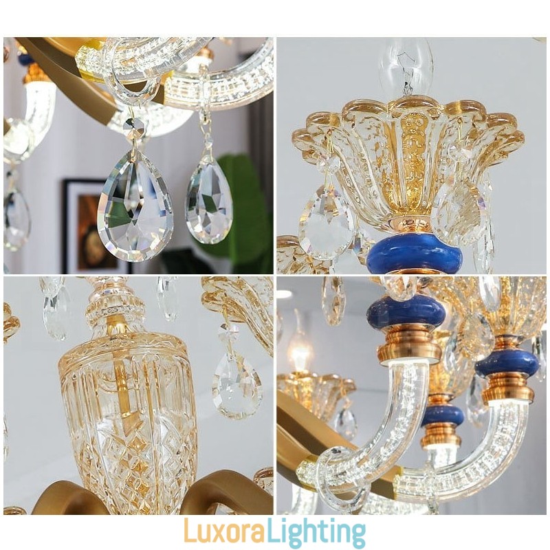 Designer Touch Decorative 15 (10+5) Light Modern Contemporary Champagne Candle Chandelier with Crystal