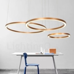Designer Touch Decorative Wi Fi Smart Dimmable Gold Rose Gold Modern Contemporary 3 Rings Light Aluminum Alloy Pendant Light with Acrylic Shade