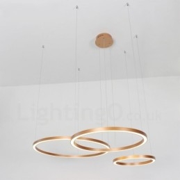 Designer Touch Decorative Wi Fi Smart Dimmable Gold Rose Gold Modern Contemporary 3 Rings Light Aluminum Alloy Pendant Light with Acrylic Shade