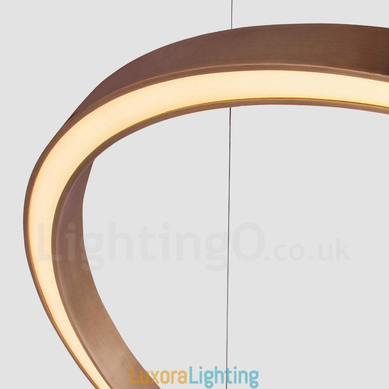 Designer Touch Decorative Wi Fi Smart Dimmable Gold Rose Gold Modern Contemporary 3 Rings Light Aluminum Alloy Pendant Light with Acrylic Shade