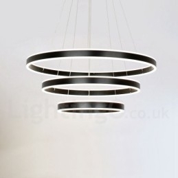 Designer Touch Decorative Dimmable Wi Fi Smart 3 Rings Two Strips Modern Contemporary Pendant Light with Acrylic Shade