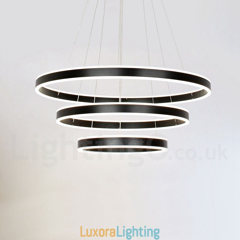 Designer Touch Decorative Dimmable Wi Fi Smart 3 Rings Two Strips Modern Contemporary Pendant Light with Acrylic Shade
