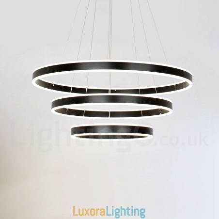Designer Touch Decorative Dimmable Wi Fi Smart 3 Rings Two Strips Modern Contemporary Pendant Light with Acrylic Shade