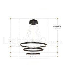 Designer Touch Decorative Dimmable Wi Fi Smart 3 Rings Two Strips Modern Contemporary Pendant Light with Acrylic Shade