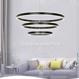 Designer Touch Decorative Dimmable Wi Fi Smart 3 Rings Two Strips Modern Contemporary Pendant Light with Acrylic Shade