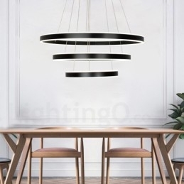 Designer Touch Decorative Dimmable Wi Fi Smart 3 Rings Two Strips Modern Contemporary Pendant Light with Acrylic Shade