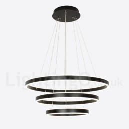Designer Touch Decorative Dimmable Wi Fi Smart 3 Rings Two Strips Modern Contemporary Pendant Light with Acrylic Shade