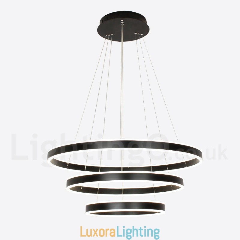 Designer Touch Decorative Dimmable Wi Fi Smart 3 Rings Two Strips Modern Contemporary Pendant Light with Acrylic Shade