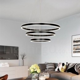 Designer Touch Decorative Dimmable Wi Fi Smart 3 Rings Two Strips Modern Contemporary Pendant Light with Acrylic Shade