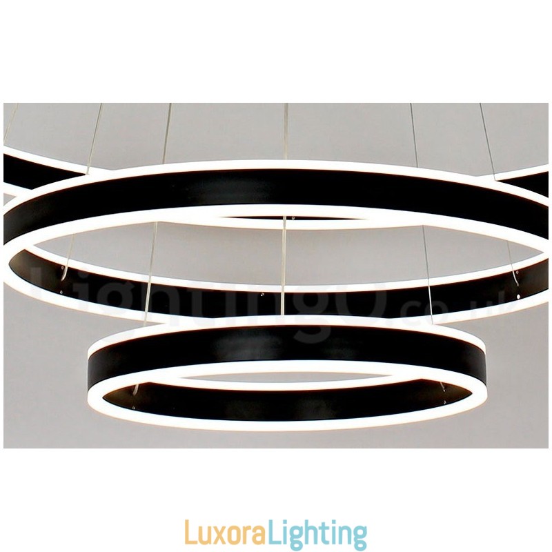 Designer Touch Decorative Dimmable Wi Fi Smart 3 Rings Two Strips Modern Contemporary Pendant Light with Acrylic Shade