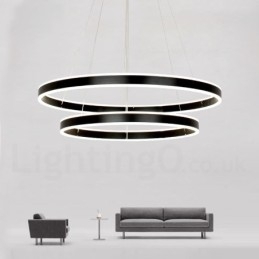 Designer Touch Decorative Dimmable Wi Fi Smart 3 Rings Two Strips Modern Contemporary Pendant Light with Acrylic Shade