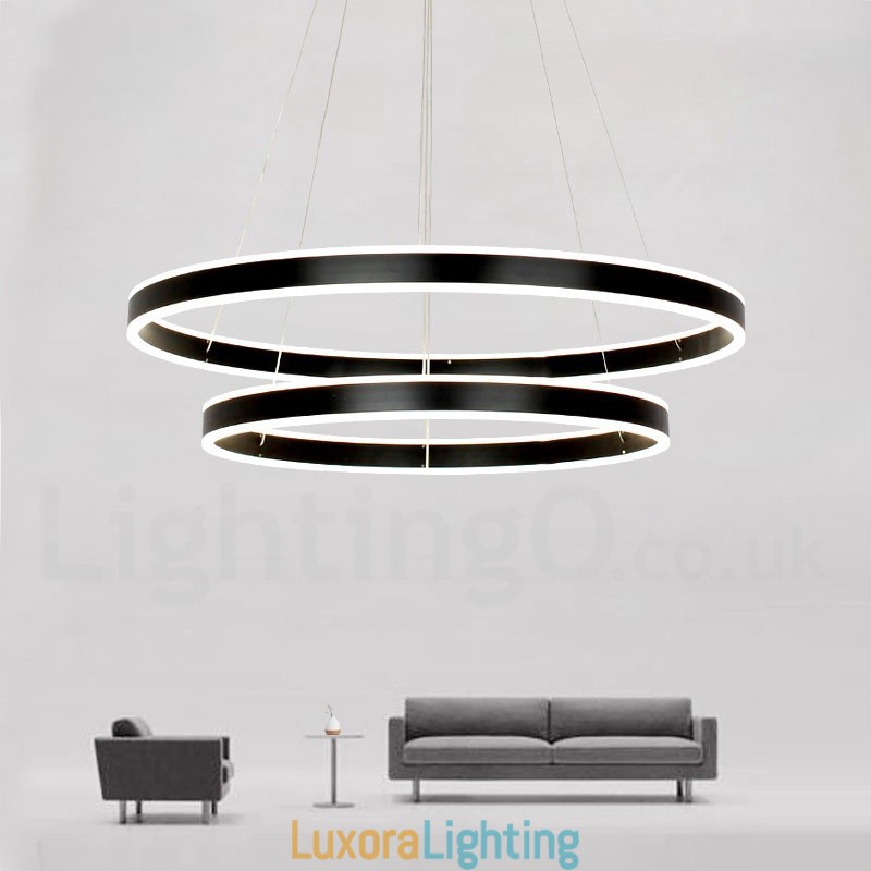 Designer Touch Decorative Dimmable Wi Fi Smart 3 Rings Two Strips Modern Contemporary Pendant Light with Acrylic Shade