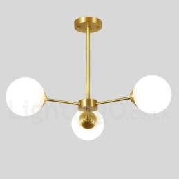 Designer Touch Decorative 3 Light Pure Brass Northern Europe Bean Chandelier Modern Metal Molecules Pendant Light