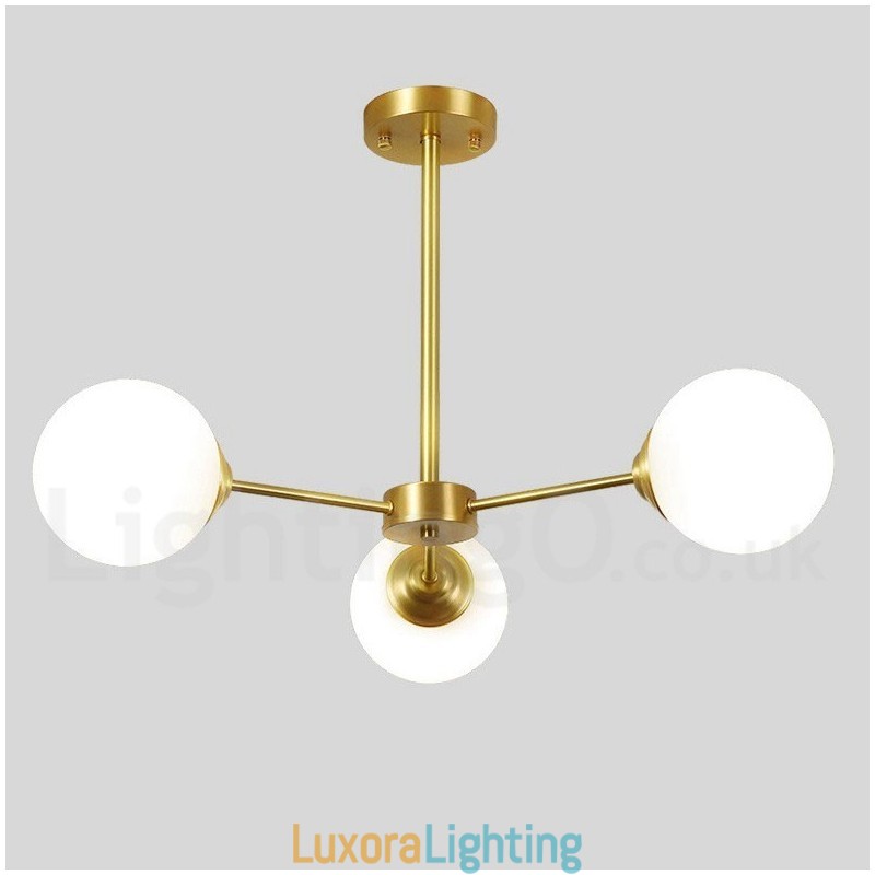 Designer Touch Decorative 3 Light Pure Brass Northern Europe Bean Chandelier Modern Metal Molecules Pendant Light
