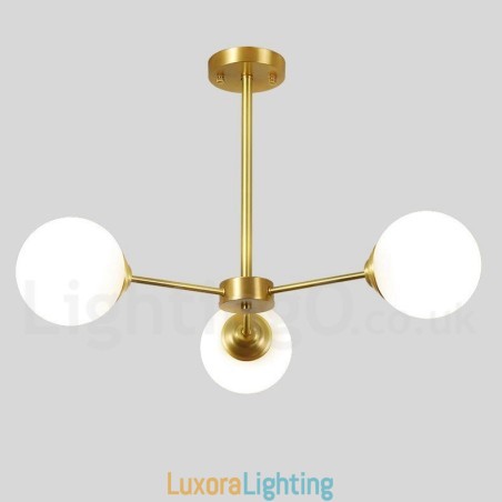 Designer Touch Decorative 3 Light Pure Brass Northern Europe Bean Chandelier Modern Metal Molecules Pendant Light