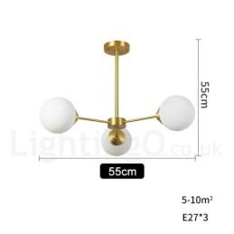 Designer Touch Decorative 3 Light Pure Brass Northern Europe Bean Chandelier Modern Metal Molecules Pendant Light