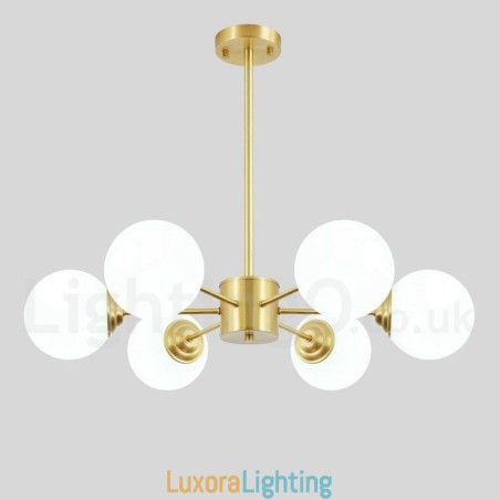 Designer Touch Decorative 6 Light Pure Brass Northern Europe Bean Chandelier Modern Metal Molecules Pendant Light
