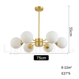 Designer Touch Decorative 6 Light Pure Brass Northern Europe Bean Chandelier Modern Metal Molecules Pendant Light