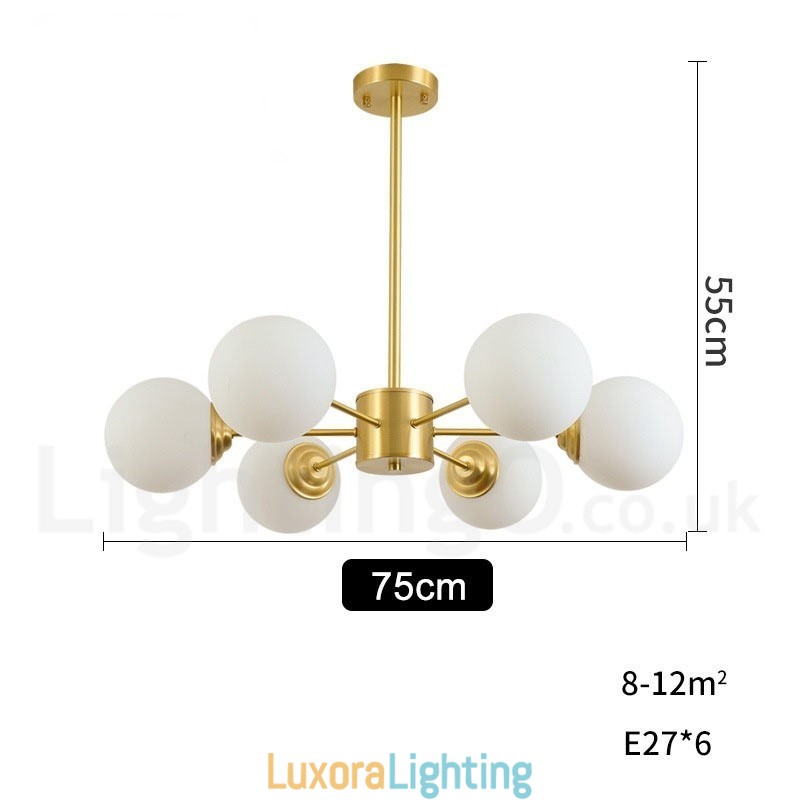 Designer Touch Decorative 6 Light Pure Brass Northern Europe Bean Chandelier Modern Metal Molecules Pendant Light