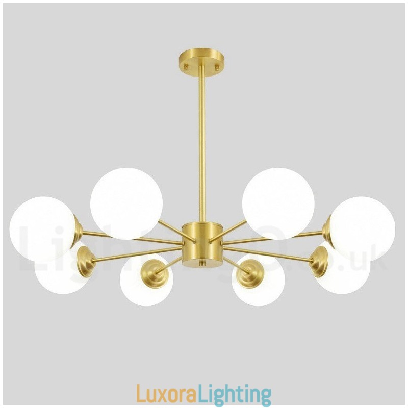 Designer Touch Decorative 8 Light Pure Brass Northern Europe Bean Chandelier Modern Metal Molecules Pendant Light
