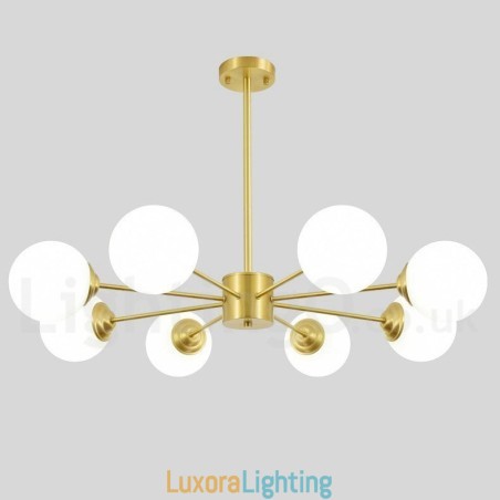 Designer Touch Decorative 8 Light Pure Brass Northern Europe Bean Chandelier Modern Metal Molecules Pendant Light