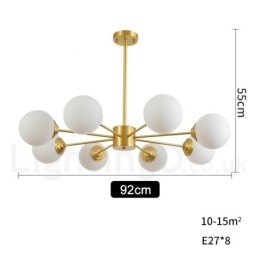 Designer Touch Decorative 8 Light Pure Brass Northern Europe Bean Chandelier Modern Metal Molecules Pendant Light