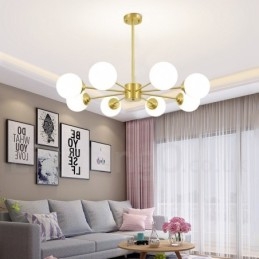 Designer Touch Decorative 8 Light Pure Brass Northern Europe Bean Chandelier Modern Metal Molecules Pendant Light