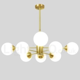 Designer Touch Decorative 8 Light (4+4 Light) Two Tiers Pure Brass Northern Europe Bean Chandelier Modern Metal Molecules Pendant Light