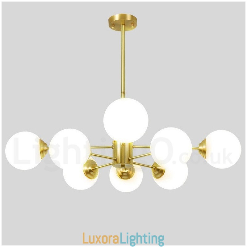 Designer Touch Decorative 8 Light (4+4 Light) Two Tiers Pure Brass Northern Europe Bean Chandelier Modern Metal Molecules Pendant Light