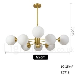 Designer Touch Decorative 8 Light (4+4 Light) Two Tiers Pure Brass Northern Europe Bean Chandelier Modern Metal Molecules Pendant Light