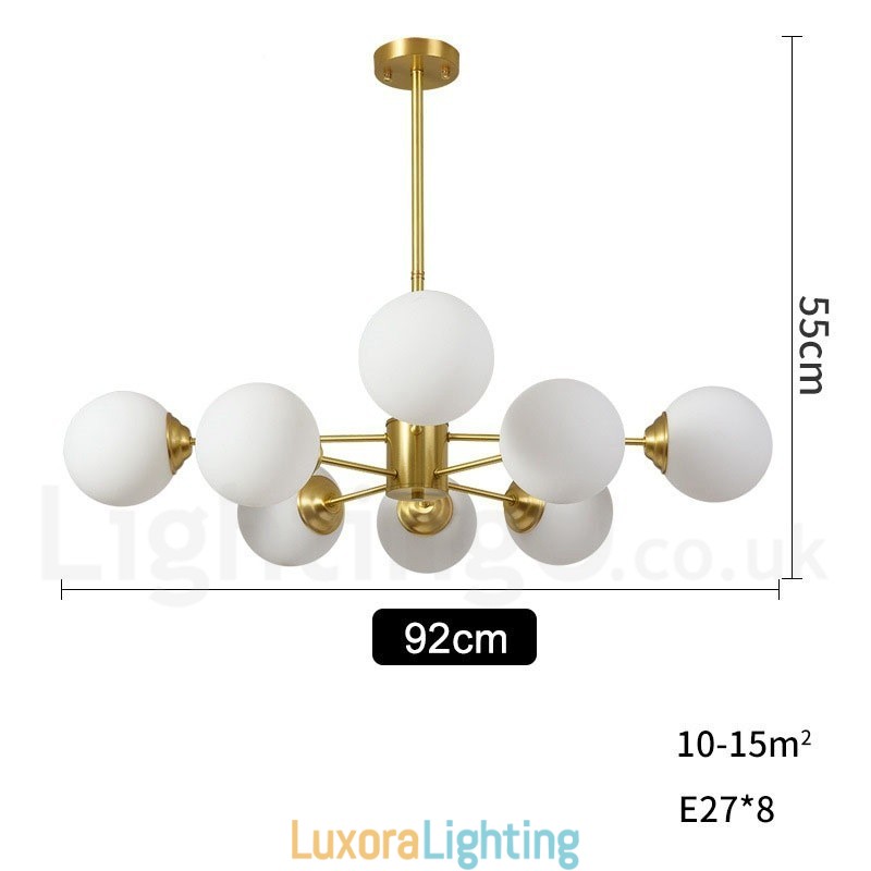 Designer Touch Decorative 8 Light (4+4 Light) Two Tiers Pure Brass Northern Europe Bean Chandelier Modern Metal Molecules Pendant Light