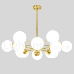 Designer Touch Decorative 12 Light (6+6 Light) Two Tiers Pure Brass Northern Europe Bean Chandelier Modern Metal Molecules Pendant Light