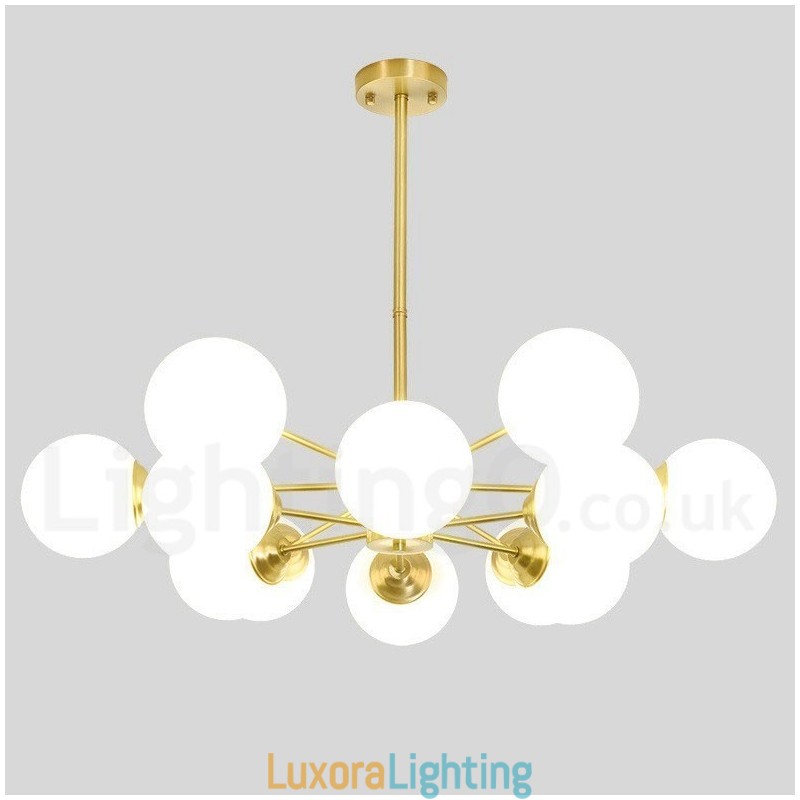 Designer Touch Decorative 12 Light (6+6 Light) Two Tiers Pure Brass Northern Europe Bean Chandelier Modern Metal Molecules Pendant Light