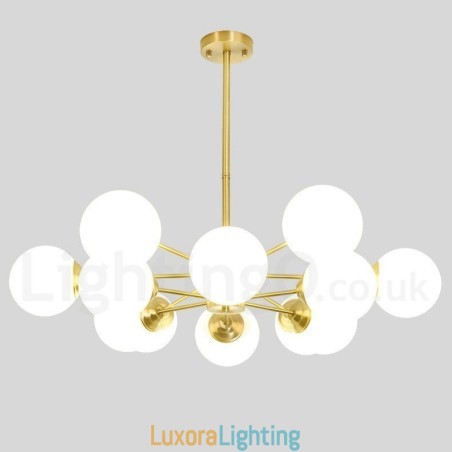 Designer Touch Decorative 12 Light (6+6 Light) Two Tiers Pure Brass Northern Europe Bean Chandelier Modern Metal Molecules Pendant Light