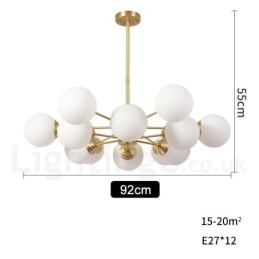 Designer Touch Decorative 12 Light (6+6 Light) Two Tiers Pure Brass Northern Europe Bean Chandelier Modern Metal Molecules Pendant Light
