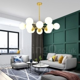 Designer Touch Decorative 12 Light (6+6 Light) Two Tiers Pure Brass Northern Europe Bean Chandelier Modern Metal Molecules Pendant Light