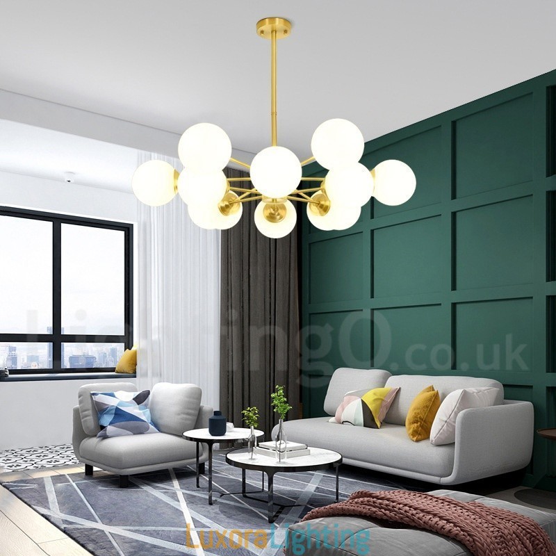 Designer Touch Decorative 12 Light (6+6 Light) Two Tiers Pure Brass Northern Europe Bean Chandelier Modern Metal Molecules Pendant Light