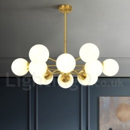 Designer Touch Decorative 12 Light (6+6 Light) Two Tiers Pure Brass Northern Europe Bean Chandelier Modern Metal Molecules Pendant Light