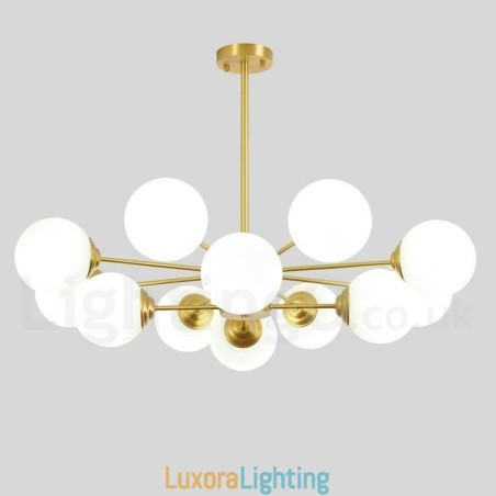 Designer Touch Decorative 12 Light (8+4 Light) Two Tiers Pure Brass Northern Europe Bean Chandelier Modern Metal Molecules Pendant Light